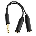 JOMLEY 1/4 Splitter Cable, 1/4" TRS Stereo Male to Dual 1/4" TRS Stereo Female Jack Quarter Inch Splitter Cord Microphone Splitter Cable - 8 inches /20cm