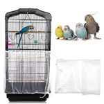 Daoeny Universal Bird Cage Cover, Adjustable Parrot Nylon Airy Soft Mesh Net, Seed Feather Catcher, Birdcage Cover Skirt Sheer Guard for Parakeet Macaw Round Square Cages (White)