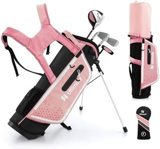 ULTIMATE Junior Complete Golf Club Set, 5-7 Years Old Kids Complete Golf Club Set w/ 205CC #3 Fairway Wood, #7#S Irons & Putter, Versatile Stand Bag, Kids Golf Stand Bag Set with Rain Hood