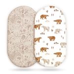 Stretch Ultra Soft Fitted Bassinet Sheet Set 2 Pack, Universal Fit for Bassinets Baby Cradle Moses Basket Oval Rectangle Mattress Safe and Snug, Stylish Bassinet Sheets of Sunny Bear Print