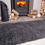 Ontario Grey Fireside Fireplace Mantelpiece Hearth Shaggy Shag Fluffy Living Room Area Rug