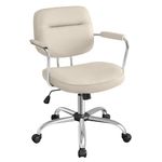 SONGMICS Desk Chair, Swivel Chair, Synthetic Leather Office Chair, Ergonomic Design, Individual Armrest Structure, Tilt Function, Adjustable Height, Bedroom, Home Office, Cappuccino Beige OBG033W02