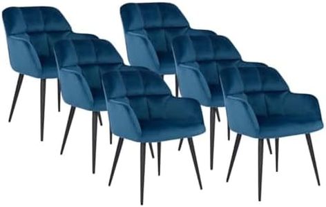 Vente-unique Pascal MORABITO - Lot de 6 chaises avec accoudoirs - Velours et m�étal - Bleu - PEGA de Pascal MORABITO - Chaise de Salle à Manger