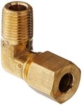 Anderson Metals 50069 Brass Compression Tube Fitting, 90 Degree Elbow, 1/4" Tube OD x 1/8" NPT Male Pipe