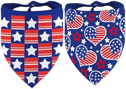 Dzmodz American Flag Dog Bandanas 2 Pack, 4th of July Pet Scarves, Durable Fabric, Patriotic Pet Bandanas for Boys and Girls, Suitable for Small, Medium, Large and Extra Large Dogs