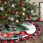 Christmas Tree Skirt, 120cm Soft and Funny Trimmed Christmas Tree Collar Farmhouse Xmas Holiday Decoration (A)