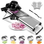 Adjustable Mandoline Food Slicer with Black Cleaning Brush Stainless Steel Slicer Vegetable Potato Onion Food Slicer for Kitchen