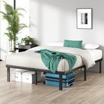 Zinus Caleb King size Bed frame - Bed 150x200 cm - 36cm Height - Metal bed frame with Underbed storage and steel slat support - Foldable bed - Black