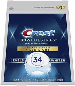 Crest 3DWhitestrips Radiant Express + LED Light at-Home Teeth Whitening Kit, 20 Treatments, 34 Levels Whiter