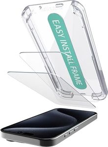 Smartish 2-Pack Tempered Glass Screen Protector for iPhone 15 - Tuff Sheet - Easy Install Frame [Scratch Resistant] Case-Friendly - Dynamic Island Compatible with Apple iPhone 15 - Clear 2-Pack