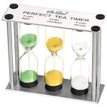 SuLiao Tea 3-4-5 Minute Sand Timer Hourlgass, Metal Three-In-One Sand Clock, Small Colorful Sand Watch, Green & Orange White Reloj De Arena, Unquie Sandglass Hour Glass for Kids, Classroom, Home Decor