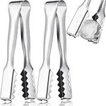 Mimorou 2 Pieces Stainless Steel Ice Cube Tongs Ice Serving Tongs with Teeth Ice Tongs for Cocktails Whiskeys Kitchen Food Serving