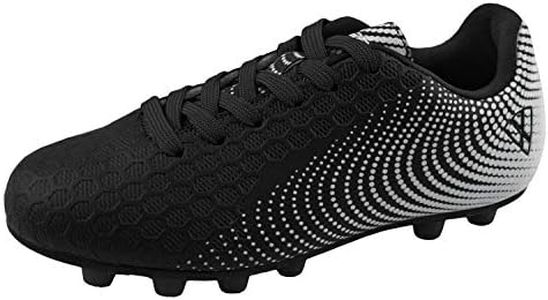 Vizari Stealth FG Soccer Shoes | Firm Ground Outdoor Soccer Shoes for Boys and Girls | Lightweight and Easy to wear Youth Outdoor Soccer Cleats | Black/White | Litle Kid