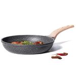 CAROTE Non Stick Frying Pan, Granite Omlette Egg Pan, Induction&Gas Fry Pan, Fish Pan, PFOA Free (20 CM, Steel Grey Granite)