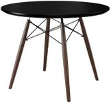 Inmod Eiffel Large Round Dining Table, Walnut/Black Mid-Century Dining Table, Mid-Century Modern Kitchen or Dining Table, Walnut/Black