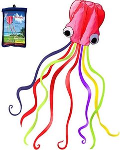 Hengda Kite Software Octopus Flyer Kite with Long Colorful Tail for Kids, 31-Inch Wide x 157-Inch Long, Large, Pink