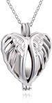 925 Sterling Silver Angel Wings Memorial Urn Locket Necklace for Ashes Jewelry Cremation Necklaces, Metal, Cubic Zirconia