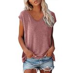 Generic Women Baggy T-Shirts V Neck Womens Tops Size 20 Womens Polo Shirt Womens Crochet Tops Womens Linen Tops Women's Tops and Blouses Boho Tops for Women UK Built in Bra Vest Tops Women