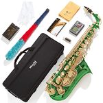 Mendini by Cecilio MAS-GL+92D+PB Green Lacquer E Flat Alto Saxophone with Tuner, Case, Mouthpiece, 10 Reeds and More