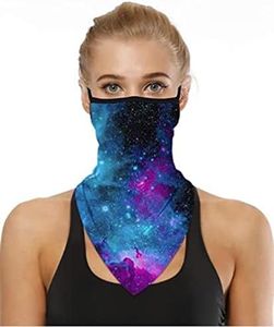 Fashionwu Neck Gaiter Ear Hanging Face Mask, 1PC Starry Sky Pattern Bandana Face Mask with Ear Loops, Windproof & UV Sun Protection Face Scarf Mask Cover for Men Women Outdoors Sports Use