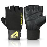Boldfit Gym Gloves for Men Workout Unisex Hand Gloves for Gym for Men & Women with Wrist Support for Weightlifting, Workout Comfortable Fit Bike Riding, Cycling Handgloves - Warrior Black Yellow M
