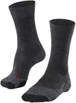 FALKE Women's TK2 Explore Hiking Socks, Mid Calf, Medium Padding, Athletic Sock, Breathable Quick Dry, Merino Wool, Grey (Asphalt Melange 3180), 8-9, 1 Pair