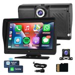 Wireless Carplay Screen with Dash Cam Portable Car Radio, Rimoody 7'' Portable Car Stereo Wireless Android Auto, Bluetooth, Touch Screen, Backup Camera, Voice Control, FM Transmission