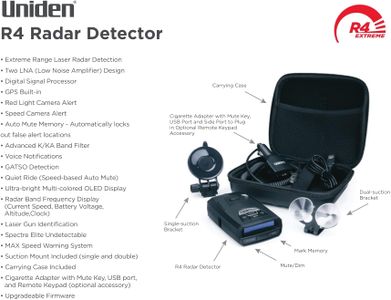 Uniden R4 Long Range Laser/Radar Detector – GPS, Voice & Red Light Alerts