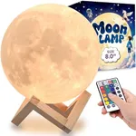 Mind-Glowing Moon Lamp - 3D Moon Night Light for Kids Bedroom - 16 Color LED Moonlight for Space Decor - Moon Globe Nightlight with Stand, Touch/Remote - Girls & Boys Night Light (8.0 inch)