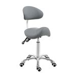 Antlu Saddle Stool Chair with Back Support - Ergonomic Esthetician Seat Saddle Stool for Salon Tattoo Spa Medical Dentist Clinic (with Adjustable Backrest, Grey)