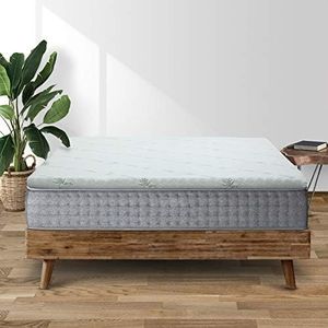 Giselle Bedding 5cm Thick Queen Memory Foam Mattress Topper, Foldable Bed Mattresses Toppers Protector Bamboo Cool Cover Sleeping Mat Home Bedroom, Removable Washable White Blue