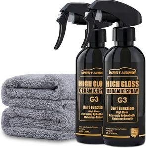 WEST HORSE High Gloss Ceramic Spray (2-Pack) - Paint Sealant - Max Gloss & Shine, Extreme Hydrophobic, Unmatched Slickness - 1 Bottle=10 Car Uses, 2 Towels