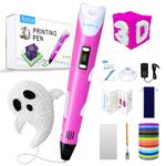 Sunfuny 3D Pen, 3D Printing Pen Set for Kids with LCD Screen and 150 Feet 15 Color PLA Filament Refill, 3D Stylo Printer Pen, 3D Drawing Pen Craft Gift Kit for Halloween, Adjustable Temp, Pink