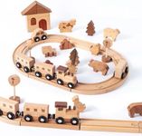 Miosea Wooden Train Set Montessori Toys for Kids Encourage Imaginative Play & Fine Motor Skills Double Side Train Tracks Expandable, Changeable Train Toy for 3 4 5 Years Old Girls & Boys