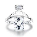 KRFY 925 Sterling Silver Rings for Women Square CZ Engagement Ring, Promise Eternity 925 Sterling Silver Ring for Women,Wedding Rings Adjustable Open Finger Rings Cubic Zirconia Rings for Women