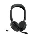 Jabra Evolve2 65 Flex Wireless Stereo Headset - Bluetooth, Noise-Cancelling Jabra ClearVoice Technology & Hybrid ANC - Works with All Leading UC Platforms Such As Zoom & Google Meet - Black