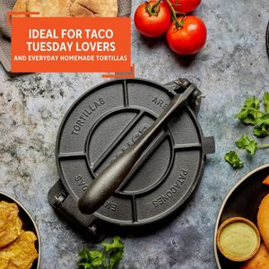 IMUSA 8-Inch Cast Iron Tortilla Press – Homemade Flatbread Maker