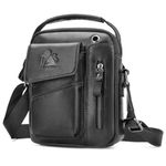 BAIGIO Men's Leather Shoulder Bag Vintage Men Cross Body Bag Sling Crossbody Handbag for Hanging Classic Casual Top Handle Bag for Business Work Travel