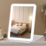 FASCINATE LED Travel Makeup Mirror Rechargeable, Portable Travel Vanity Mirror with 3 Color 72 LED Lighting,Touch Sensor Dimming, Portable Tabletop Cosmetic Mirror Perfect for Travel, Camping