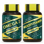 PowerLift Multivitamin and Omega 3 1000mg for Men & Women(60 Tablet+ 60 Capsule) Fish Oil Double Strength, 360 EPA & 240 DHA For Healthy Heart, Brain, Bones, Joint Care & Eye Health | Vitamin C, D3, Zinc, B12, total 36 ingredients |