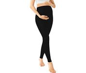 Pepperika Over The Belly Maternity Leggings for Pregnant Women Cotton Lycra Stretchable Maternity Pants for Pregnancy (Size 4XL) Black