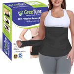 GREETURE 3-in-1 Postpartum Belt After Delivery – Abdominal Belt for Women Tummy Control | Pregnancy Belts After Delivery | Maternity Belt After C-Section | Abdominal Binder for Post Pregnancy Recovery (Universal) (Black)