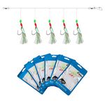 Luroad 6pcs Sea Fishing Rigs 30 Hooks, Pre Tied Mackerel Feathers Rigs with Luminous Beads Bionic Flying Insects Lure Rigs for Mackerel, Pollock, Cod, Herring, Bass (Fluro Flasher, Hook Size 18)