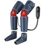 SLOTHMORE Leg-Massager For Circulation With Heat,Air Compression Calf Thigh Foot Massage,Muscle Pain Relief Sequential Boots Device With Handheld Controller With 4 Modes 4 Intensities