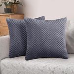 Hafaa Cushions with Covers Included 45 x 45 Cm Set of 4 (2 Grey Cushion Covers, 2 Cushion Inserts) - Ultrasonic Velvet Square Throw Pillow Case Decorative Sofa Cushion with Invisible Zipper