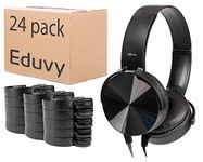 Bulk Headphones for Classroom, 24 Pack Durable School Wired Headphones for Students. Teacher Must Haves Supplies from Elementary to College (Black)