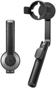 Spigen S573 Selfie Stick Tripod, [Smooth Attach] [Wireless Bluetooth Remote] Enhanced Stability with Rubber Hoder, Optimized for iPhone 16/15/14/13/12 and Other Phones with Magsafe Cases - Black