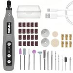 YEPLING Cordless Rotary Tool, 3.7V Li-ion Electric DIY Mini Grinder Kit with Front LED Work Light, 5 Variable Speed, 42pcs Accessories USB Charging Multi-Tool Perfect for Nail Polishing and Light Duty