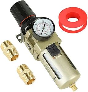 Hromee 1/2 Inch Compressed Filter Regulator Combo, Air Compressor Water Oil Trap Separator with Pressure Gauge, Semi-Auto Drain and Bracket