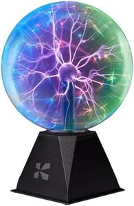 Katzco Colorful Plasma Ball - 8 Inch Static Electricity in a Vacuum Pressurized Glass Globe - Multicolor, Nebula, Thunder Lightning, Plug-in - for Parties, Decorations, Prop, Home, STEM